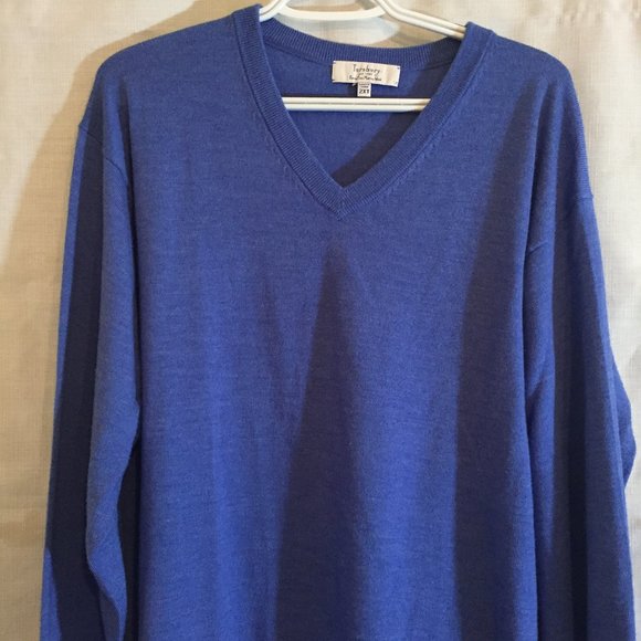 Turnbury Blue Merino Wool Sweater Mens 2XT - Picture 2 of 4